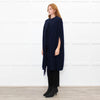 Stella McCartney Navy Front Fringe Sleeveless Knit Cape