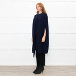 Stella McCartney Navy Front Fringe Sleeveless Knit Cape