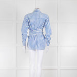 Celine Blue and White Stripe Wrap Around Shirt
