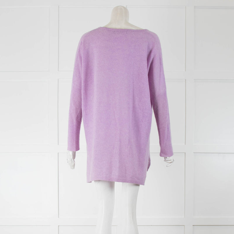 Brodie Cashmere Lilac V Neck Jumper