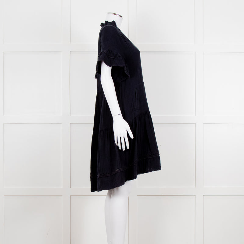 Me + Em Navy Blue Cheese Cloth Bottom Frill Dress