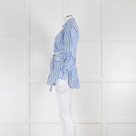 Celine Blue and White Stripe Wrap Around Shirt