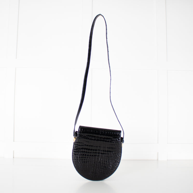 Gucci Black Croc Vintage Flap Bag