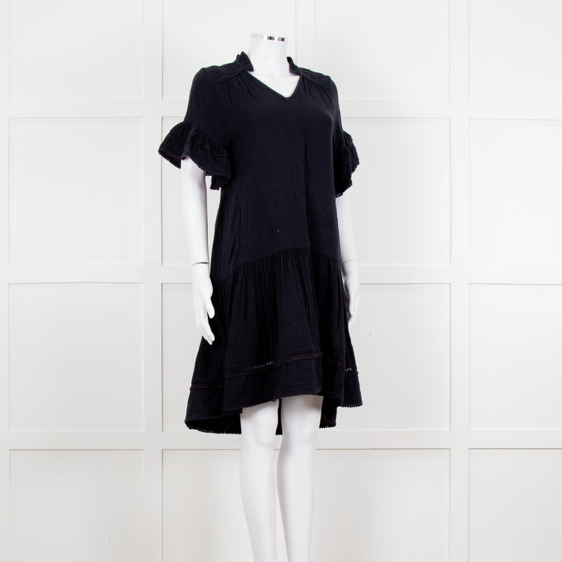 Me + Em Navy Blue Cheese Cloth Bottom Frill Dress
