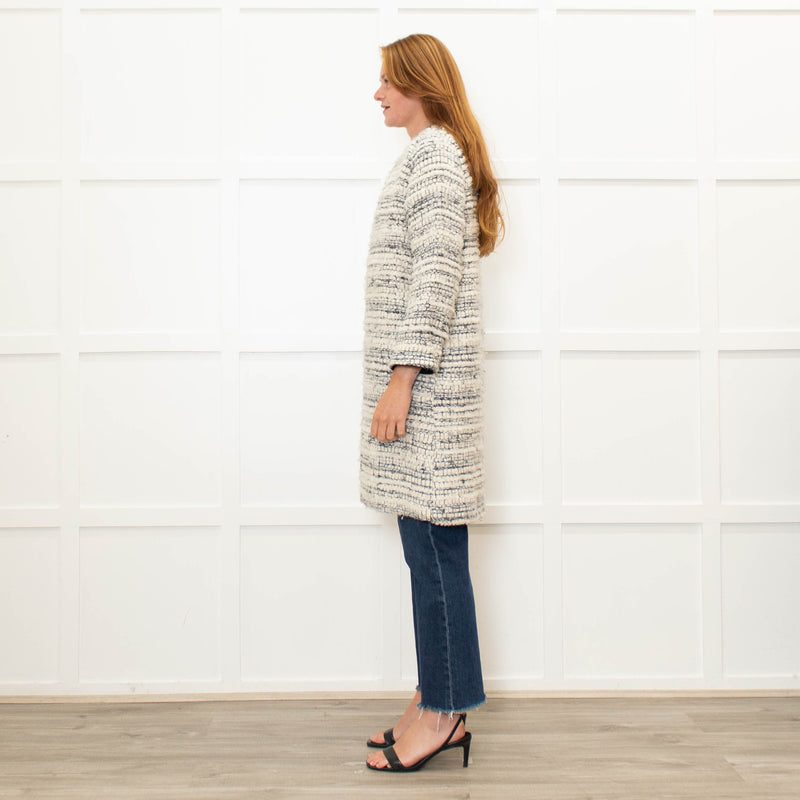 Tucker Grey Collarless Boucle Edge To Edge Coat