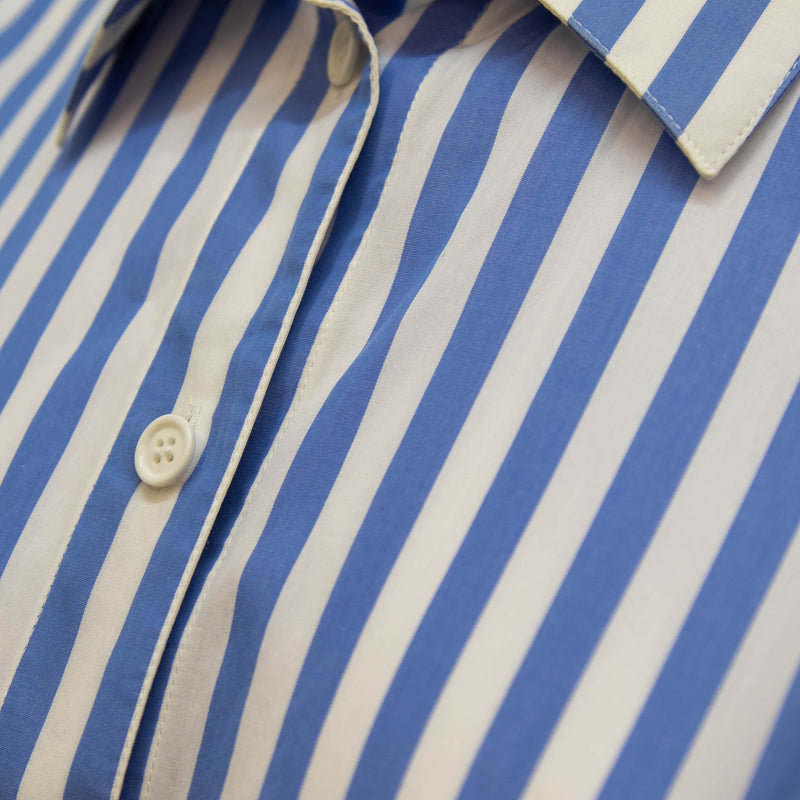Celine Blue and White Stripe Wrap Around Shirt