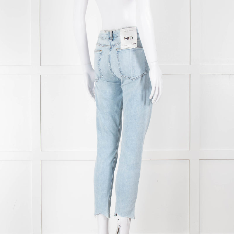 Rag & Bone Pale Wash Mid Length Skinny Jeans