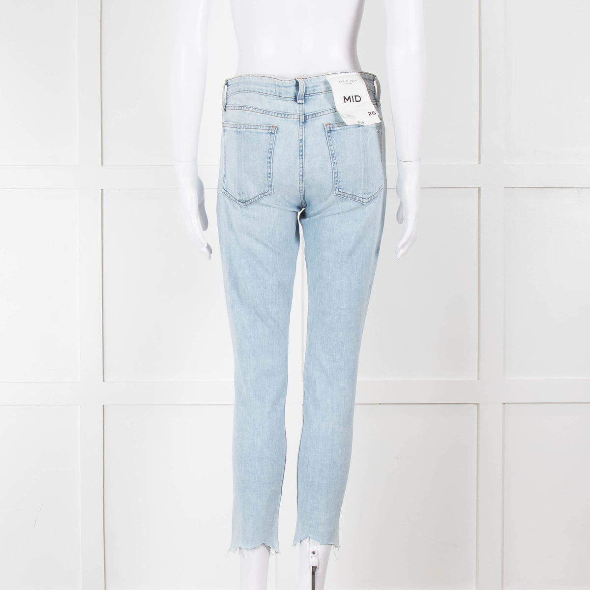 Rag & Bone Pale Wash Mid Length Skinny Jeans