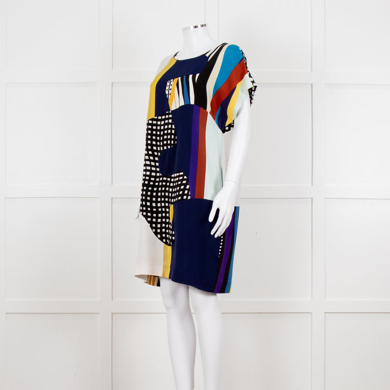 Diane Von Furstenberg Multi Colour Abstract Print Sleeveless Tunic Dress