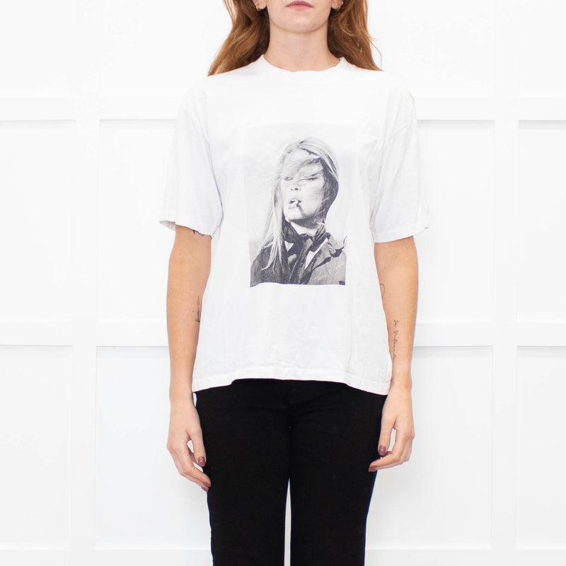 Anine Bing White Grey Brigette Bardot T Shirt
