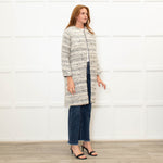 Tucker Grey Collarless Boucle Edge To Edge Coat