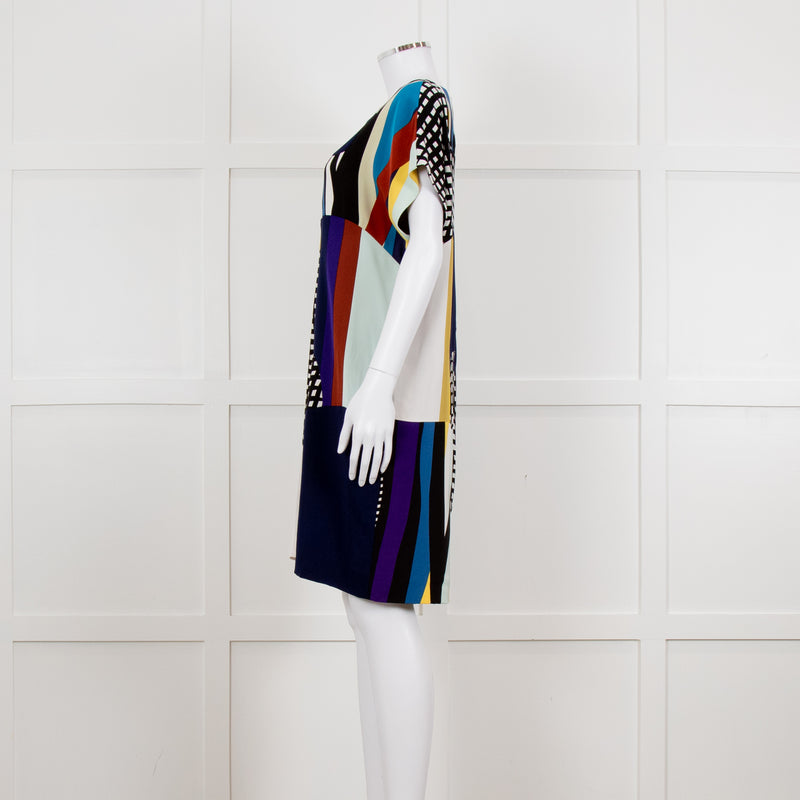 Diane Von Furstenberg Multi Colour Abstract Print Sleeveless Tunic Dress
