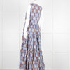 La Double J White Blue Cotton Sleeveless Tiered Maxi Dress