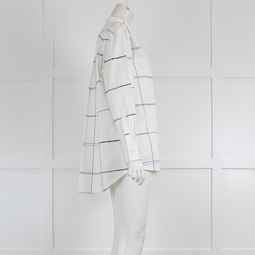Boss White Fine Oversized Check Shirt