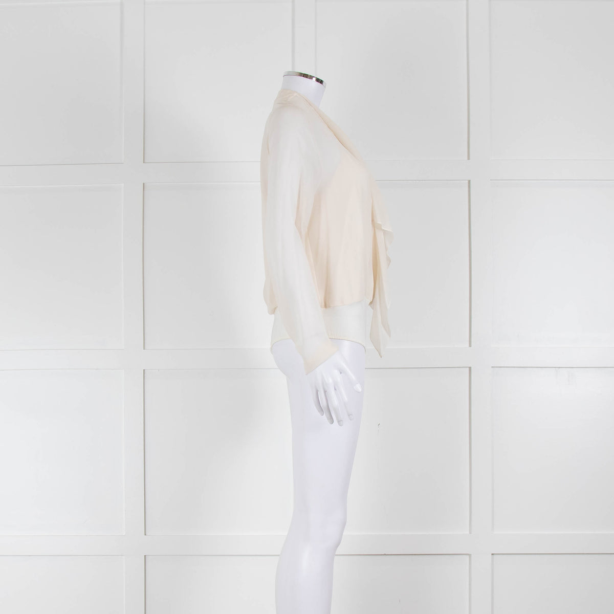 Akris Cream Silk Bodysuit Crossover Top