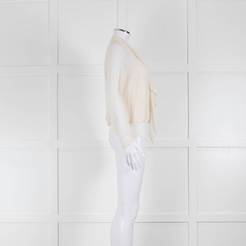 Akris Cream Silk Bodysuit Crossover Top