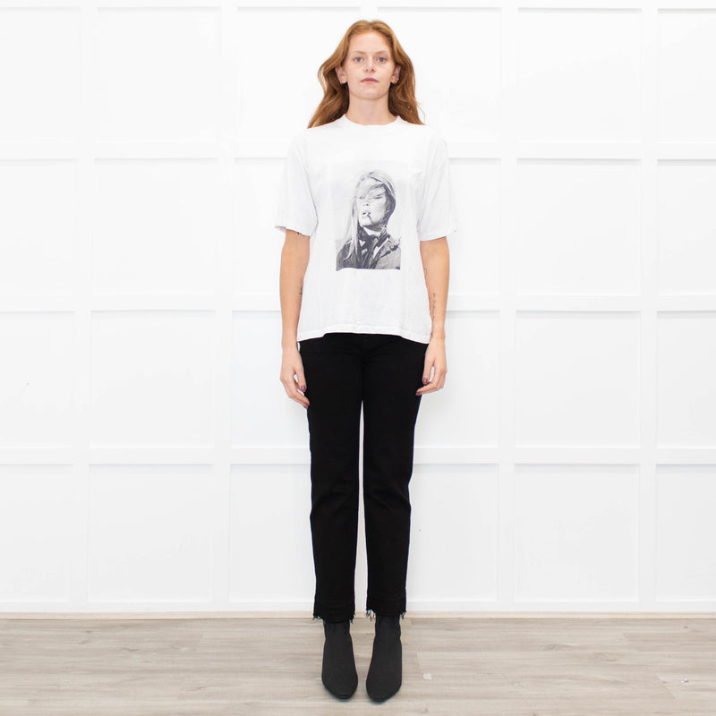 Anine Bing White Grey Brigette Bardot T Shirt