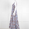 La Double J White Blue Cotton Sleeveless Tiered Maxi Dress