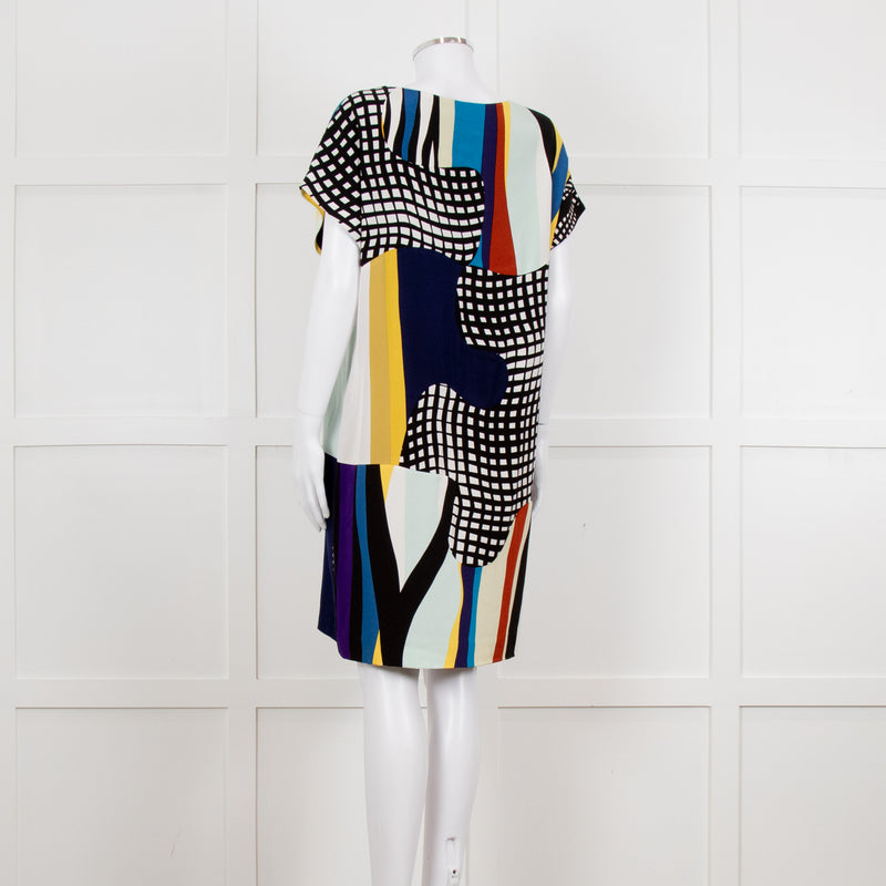 Diane Von Furstenberg Multi Colour Abstract Print Sleeveless Tunic Dress