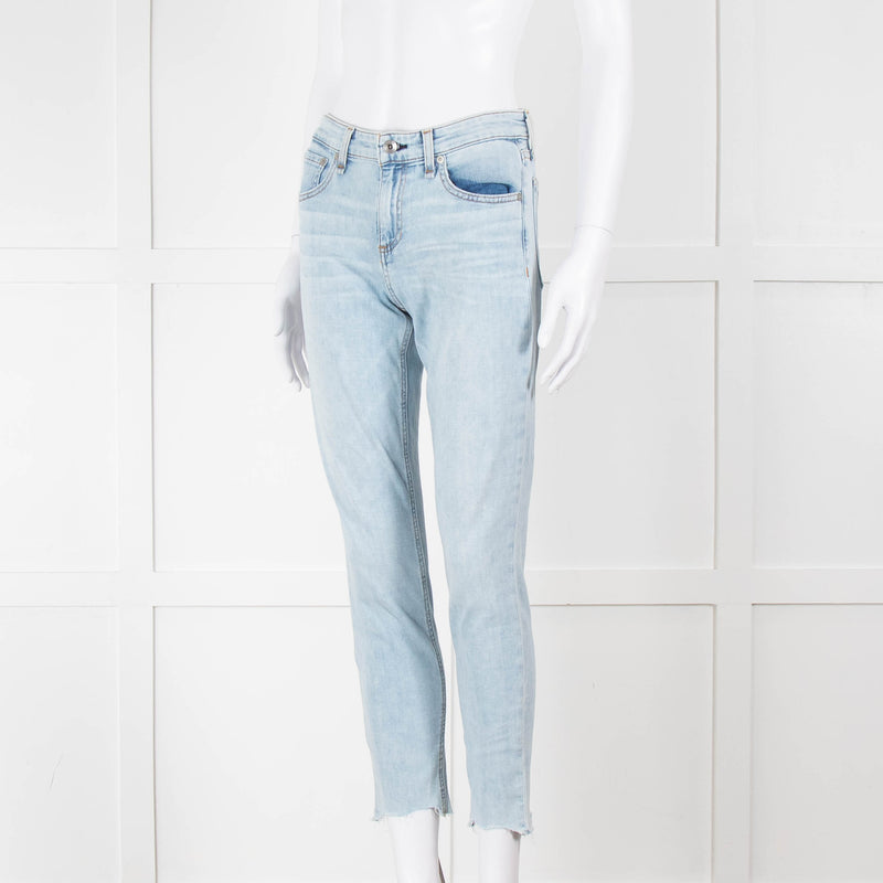 Rag & Bone Pale Wash Mid Length Skinny Jeans
