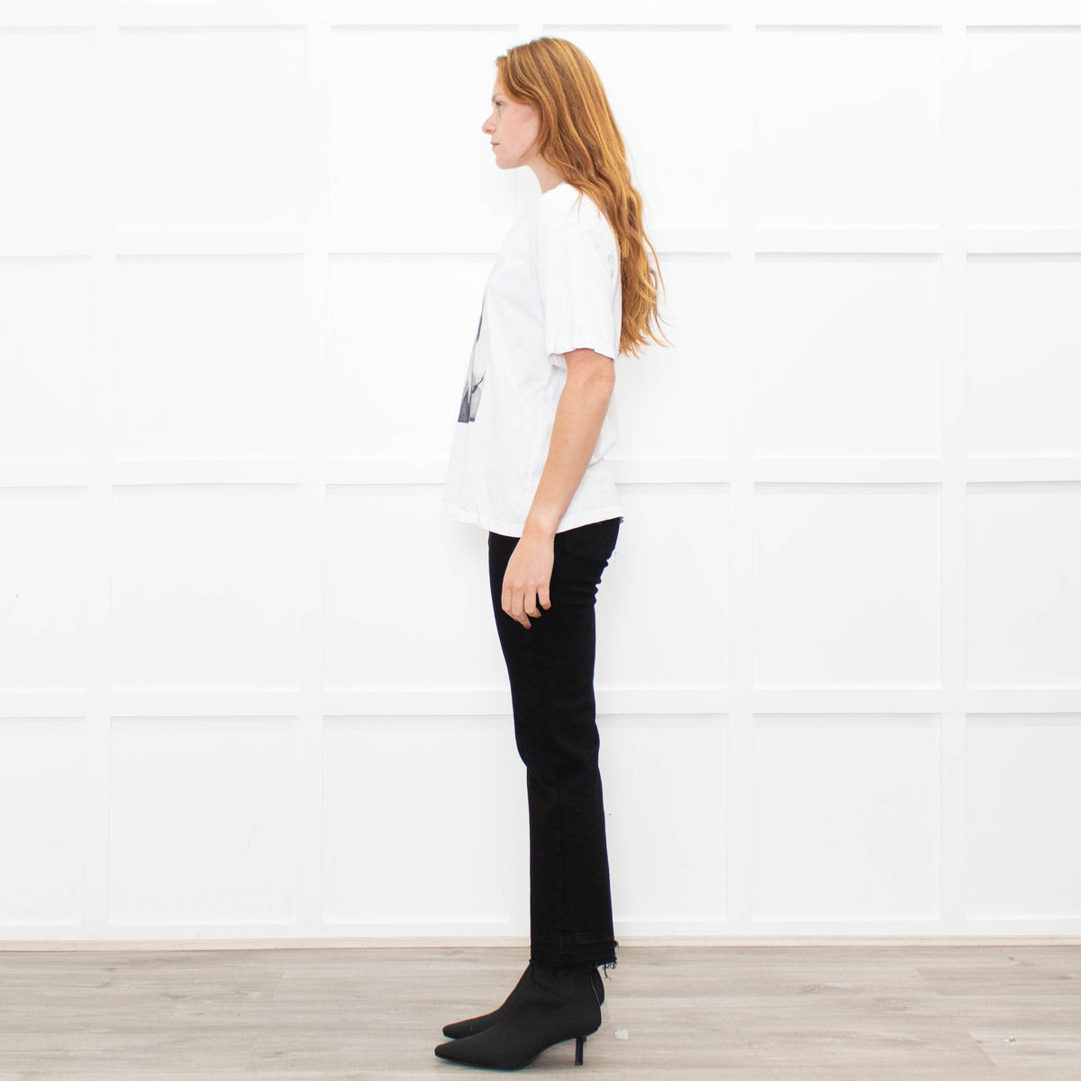 Anine Bing White Grey Brigette Bardot T Shirt