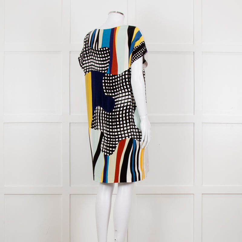 Diane Von Furstenberg Multi Colour Abstract Print Sleeveless Tunic Dress