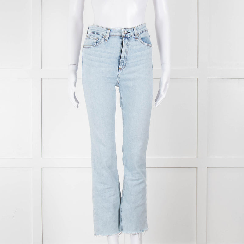 Rag & Bone Pale Wash Straight Leg Raw Hem Jeans