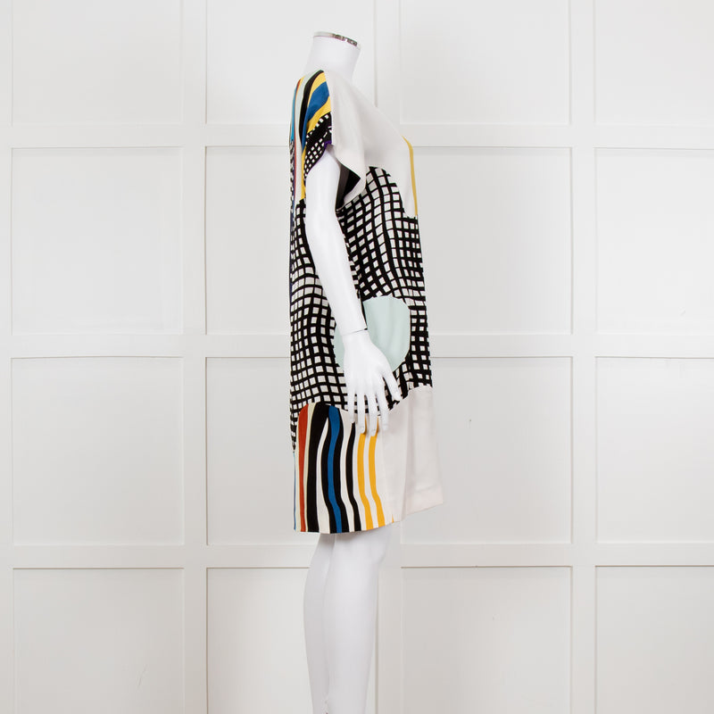 Diane Von Furstenberg Multi Colour Abstract Print Sleeveless Tunic Dress