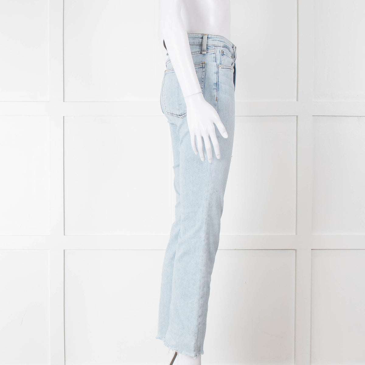 Rag & Bone Pale Wash Straight Leg Raw Hem Jeans