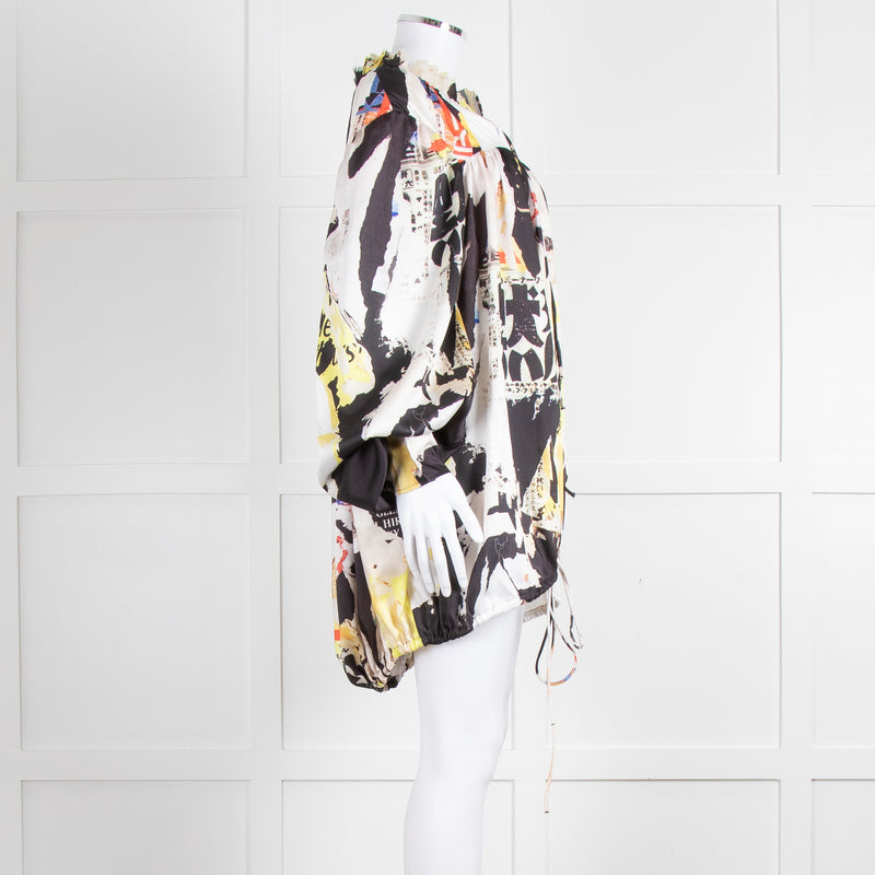 Marques Almeida Cream Black Yellow Graphic Print Art Blouse