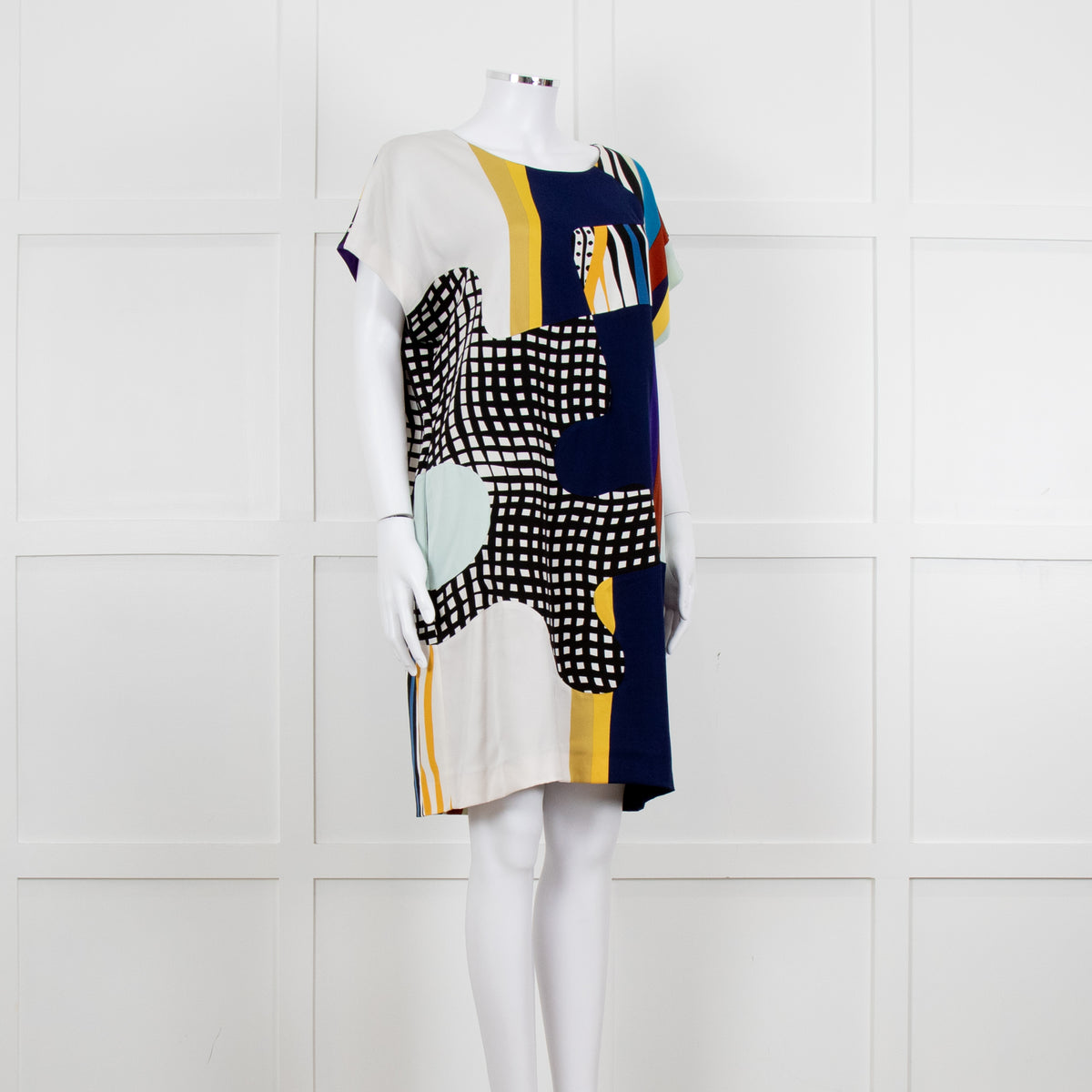 Diane Von Furstenberg Multi Colour Abstract Print Sleeveless Tunic Dress