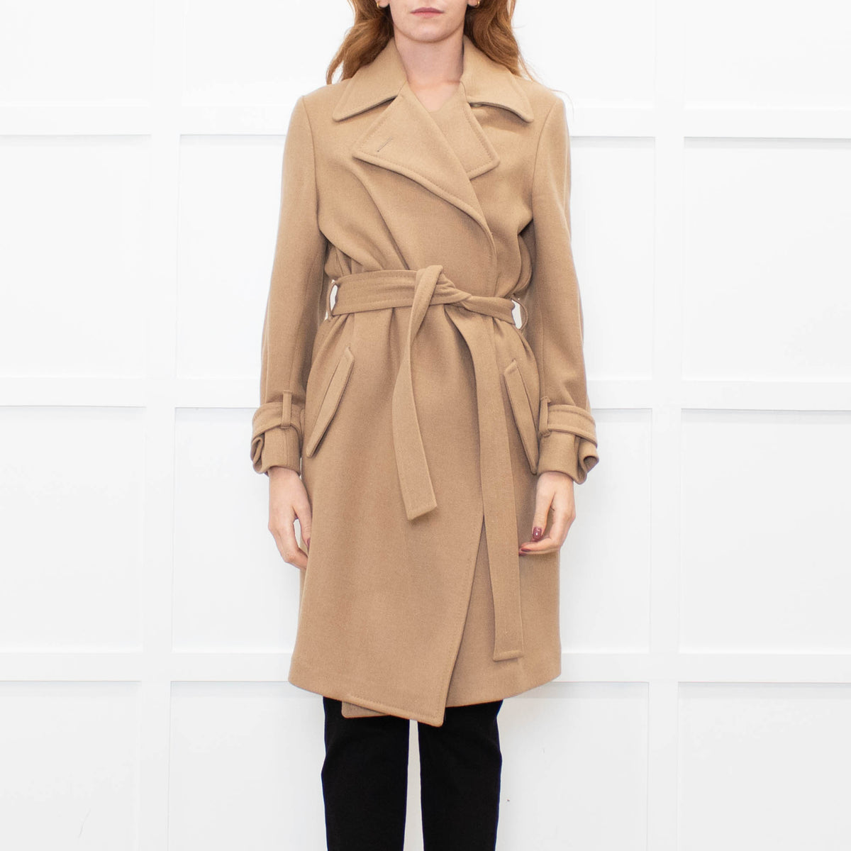 Bottega Veneta Tan Belted Camel Wool Coat