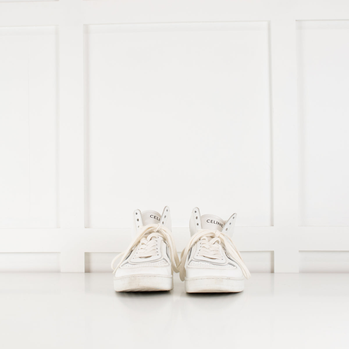 Celine White "Z" Leather Ankle Trainers