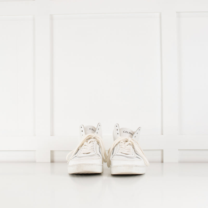 Celine White "Z" Leather Ankle Trainers