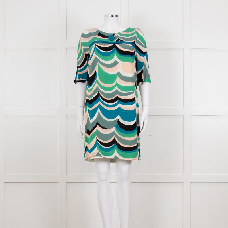 M Missoni White Green Grey Print Tunic Dress