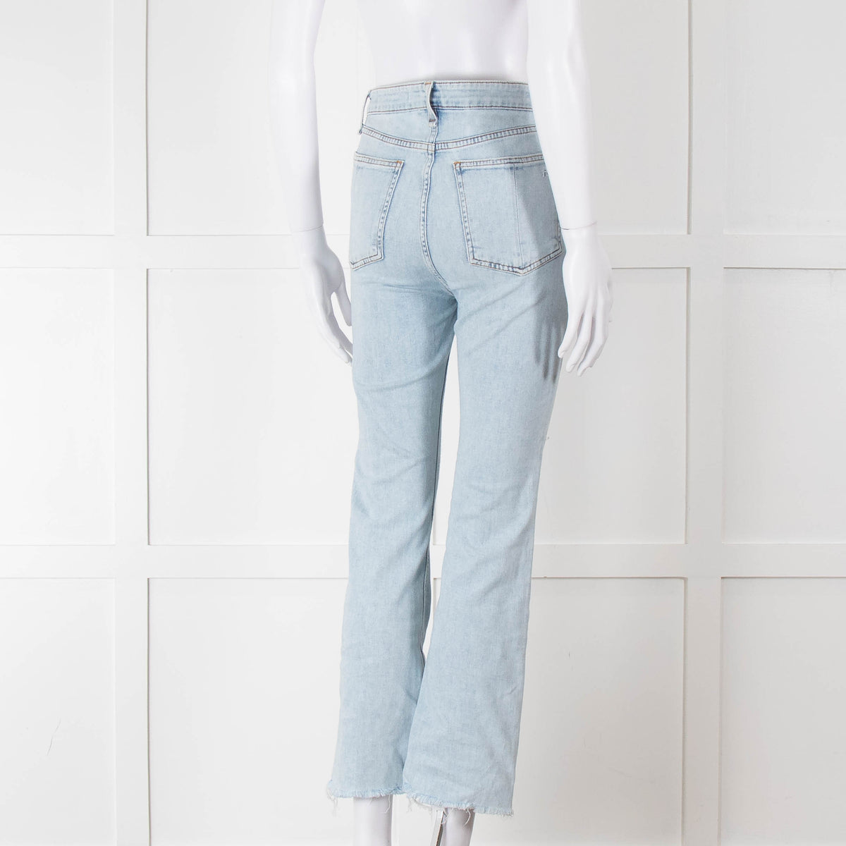 Rag & Bone Pale Wash Straight Leg Raw Hem Jeans