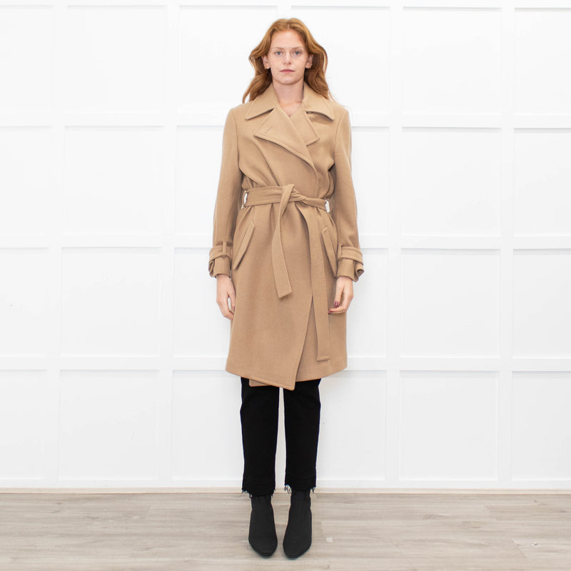 Bottega Veneta Tan Belted Camel Wool Coat
