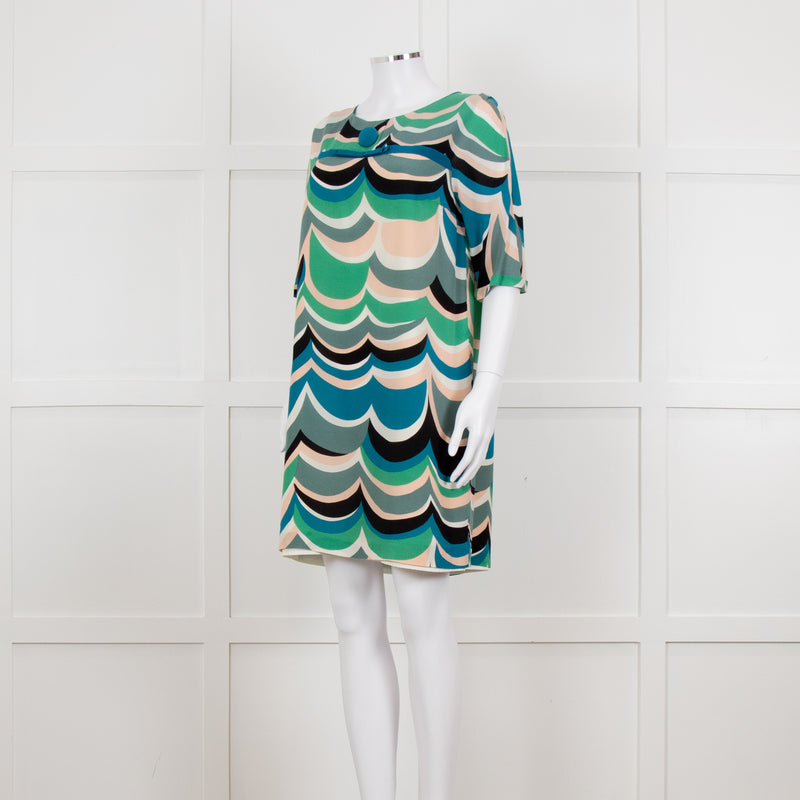M Missoni White Green Grey Print Tunic Dress