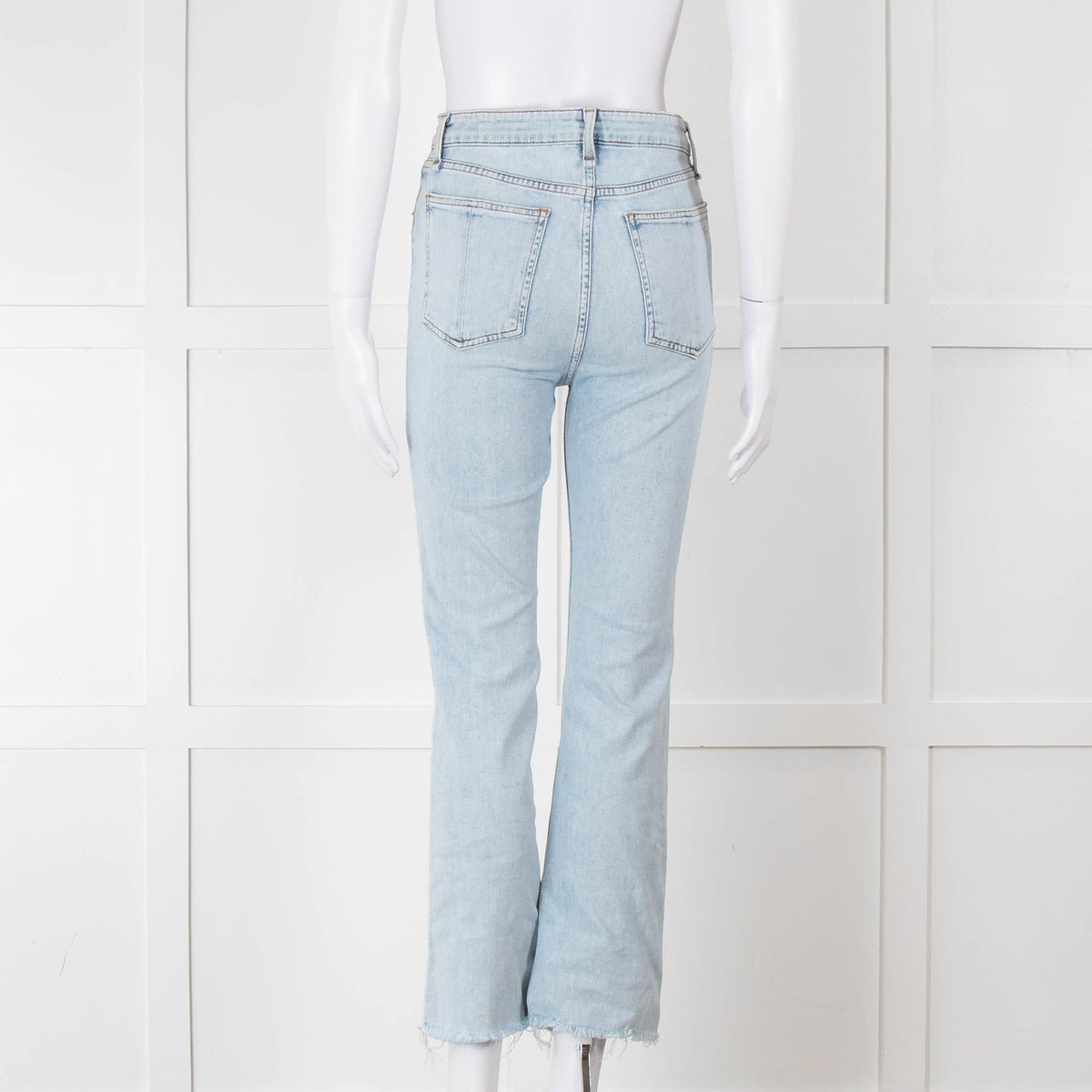 Rag & Bone Pale Wash Straight Leg Raw Hem Jeans