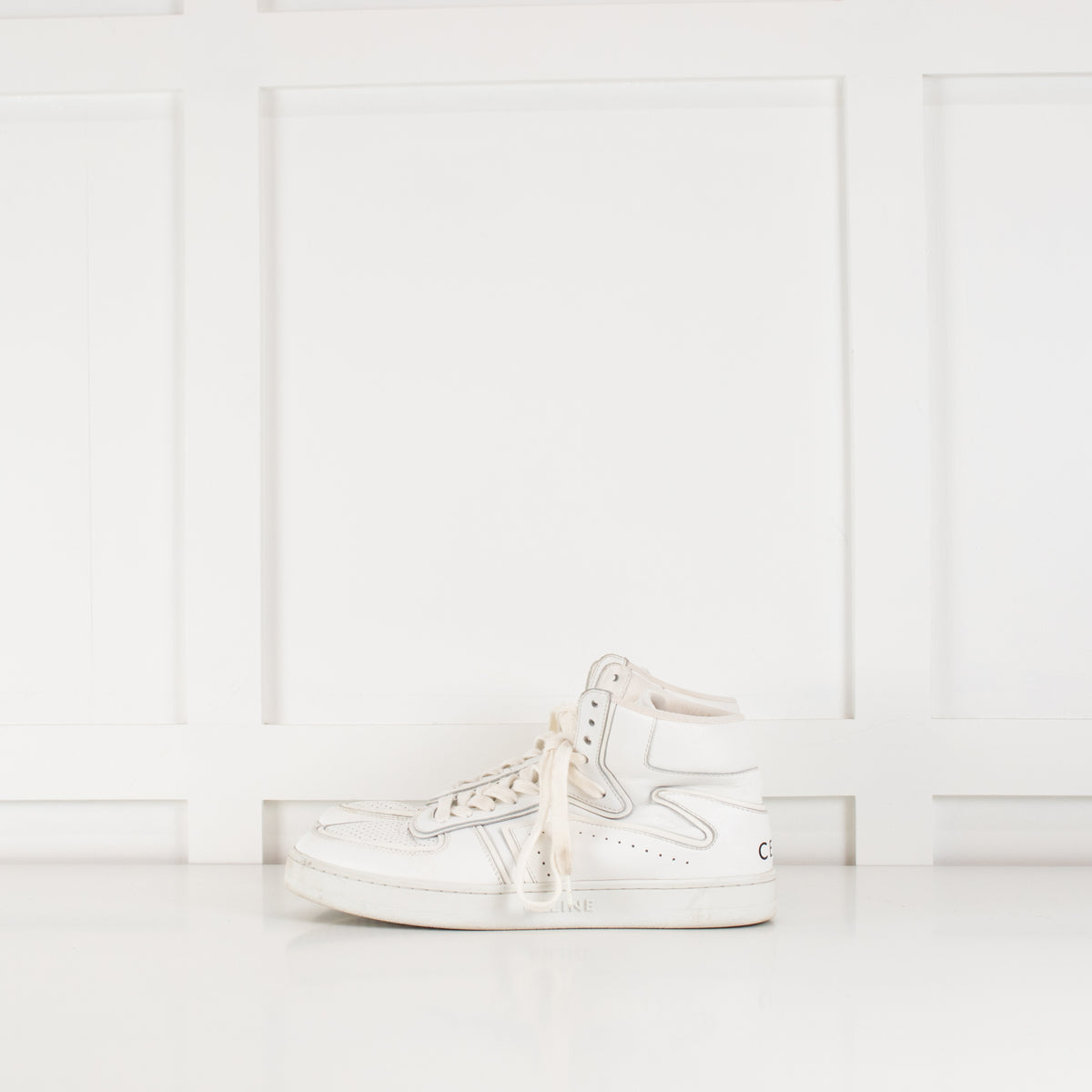 Celine White "Z" Leather Ankle Trainers