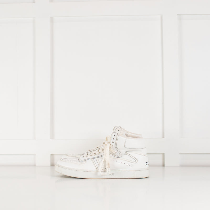 Celine White "Z" Leather Ankle Trainers