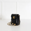 Chanel Black Caviar Leather Vintage Classic Flap Drawstring Crossbody Bag