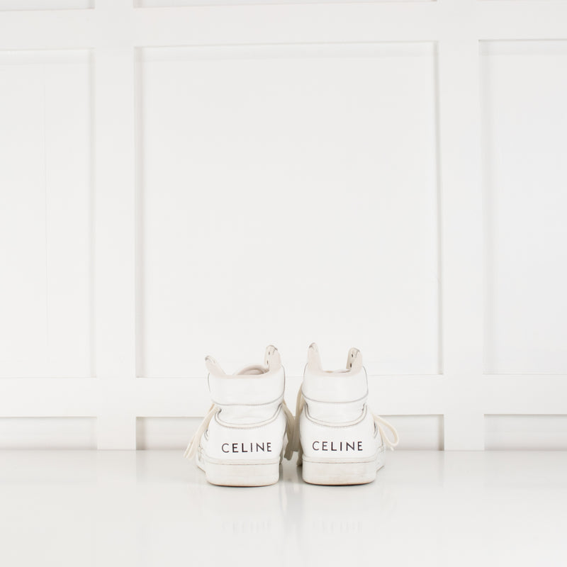 Celine White "Z" Leather Ankle Trainers