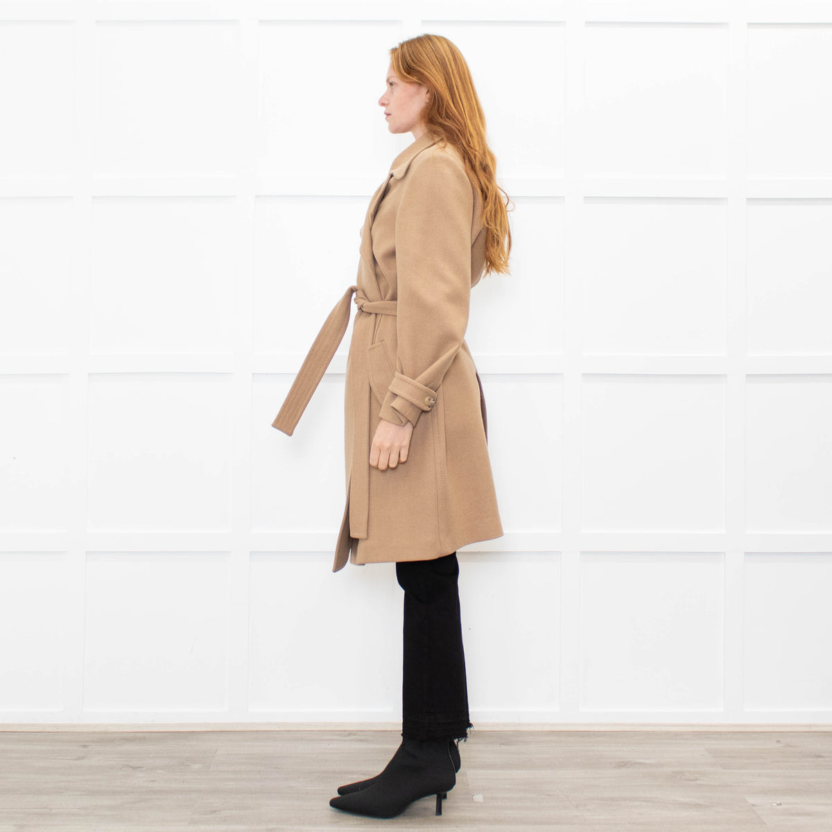 Bottega Veneta Tan Belted Camel Wool Coat