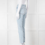 Rag & Bone Pale Wash Straight Leg Raw Hem Jeans