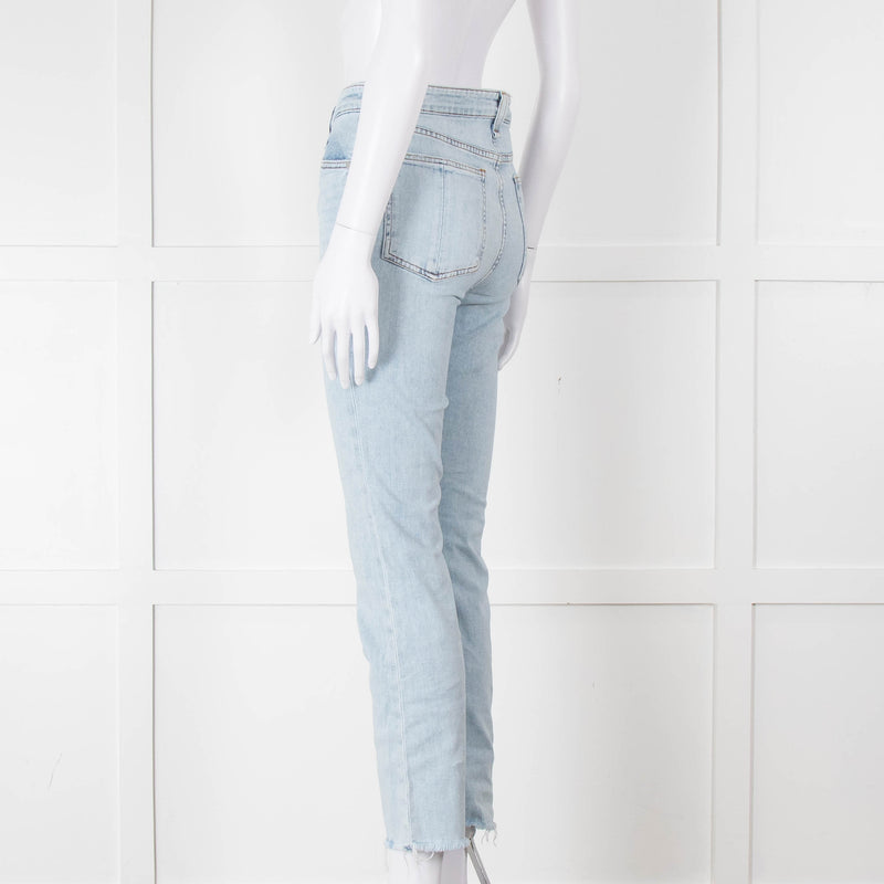 Rag & Bone Pale Wash Straight Leg Raw Hem Jeans
