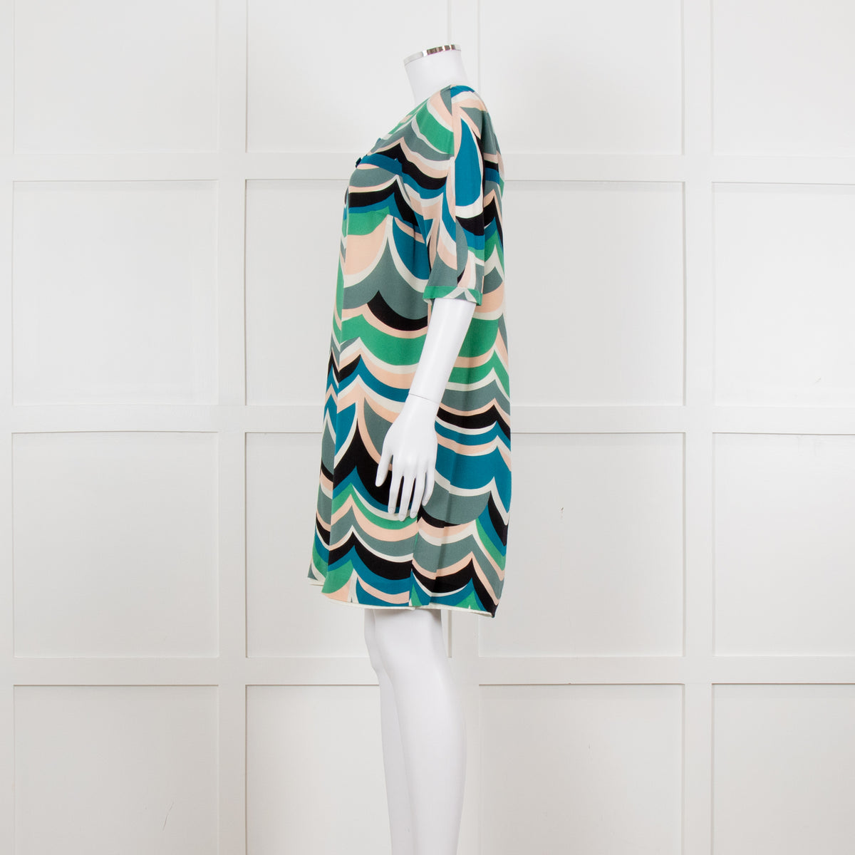 M Missoni White Green Grey Print Tunic Dress
