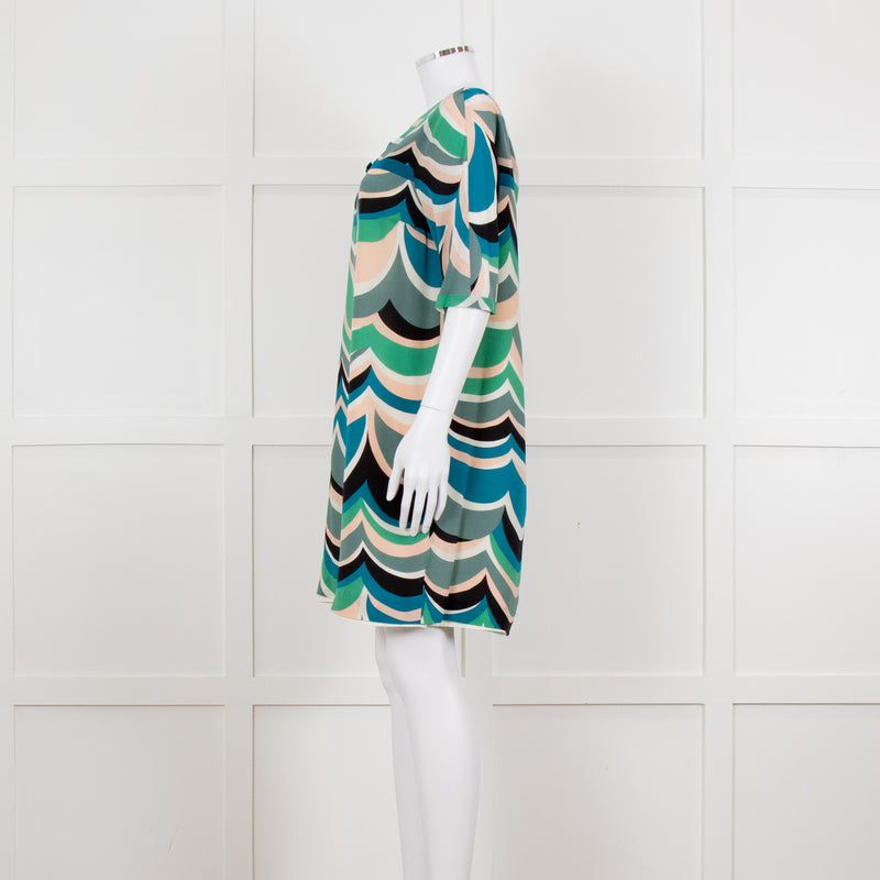M Missoni White Green Grey Print Tunic Dress