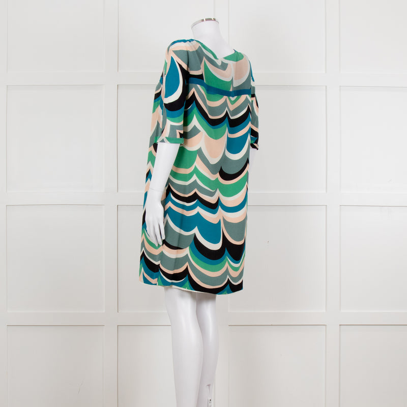 M Missoni White Green Grey Print Tunic Dress