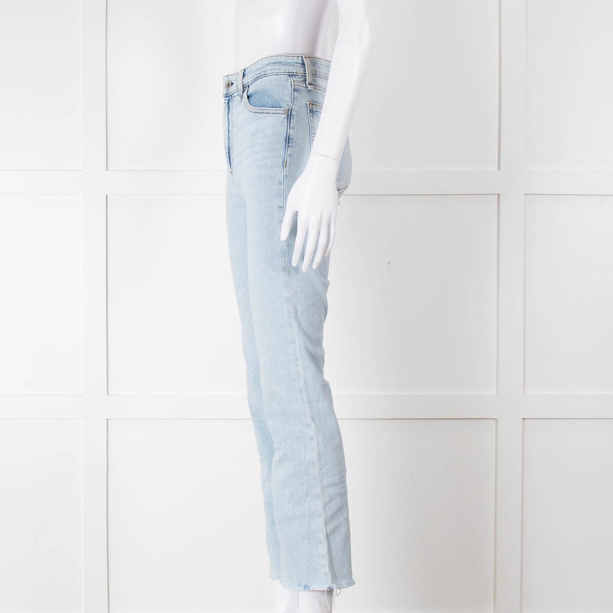 Rag & Bone Pale Wash Straight Leg Raw Hem Jeans